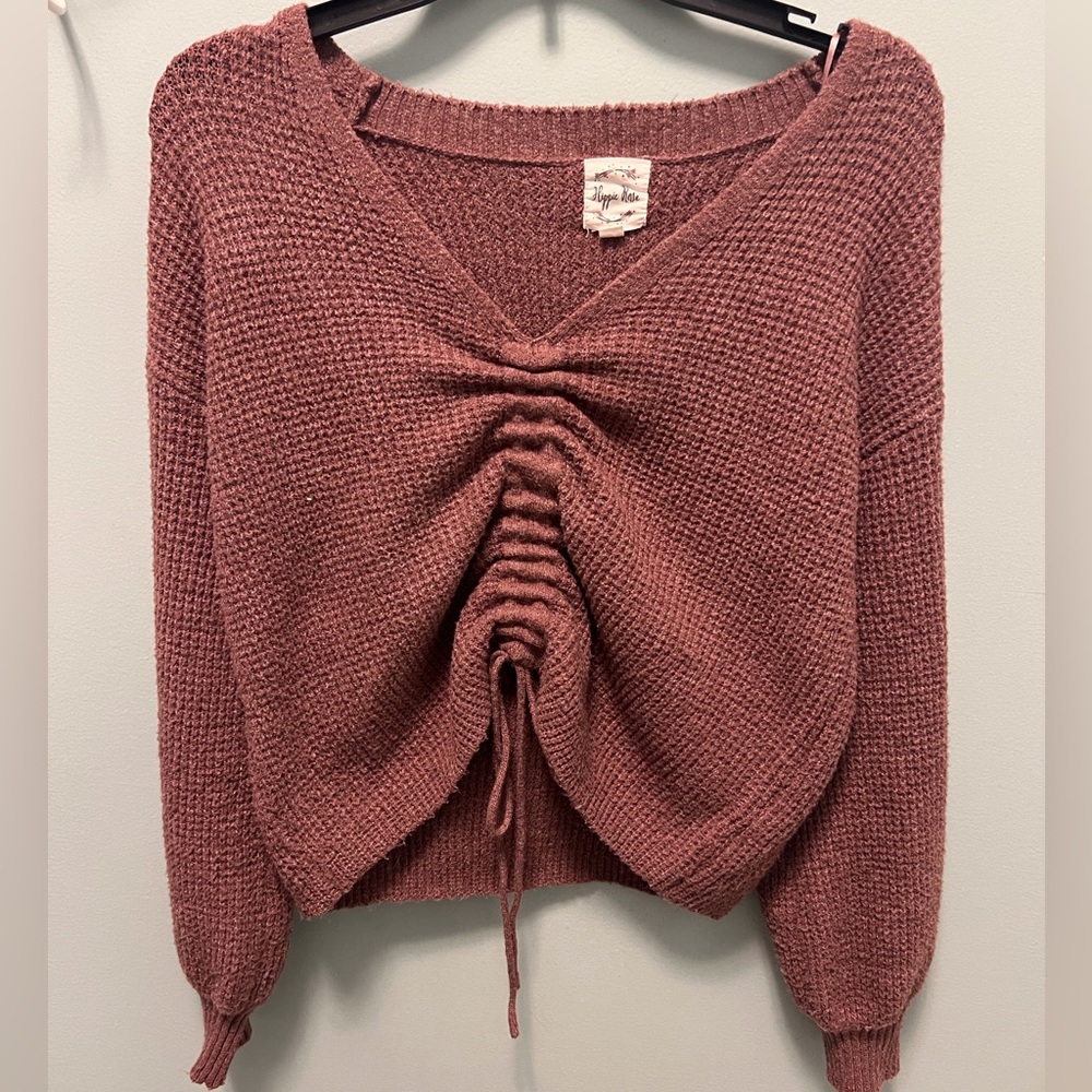 Scrunched front cropped sweater